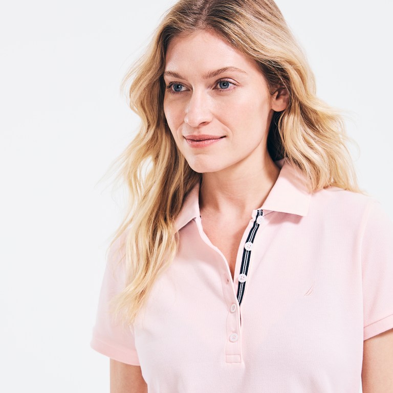 Nautica 5-button Poloshirt Dames Gekleurd Roze | wIH4p5pM