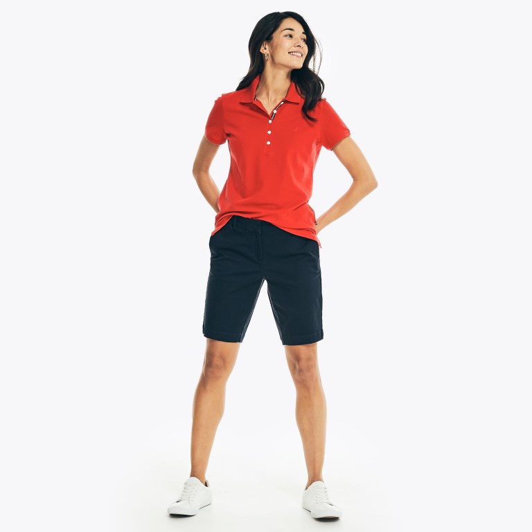 Nautica 5-button Poloshirt Dames Rood | pRiBUf8y