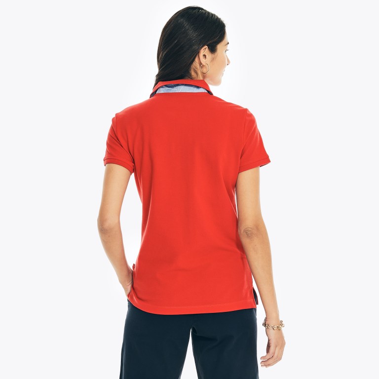 Nautica 5-button Poloshirt Dames Rood | pRiBUf8y