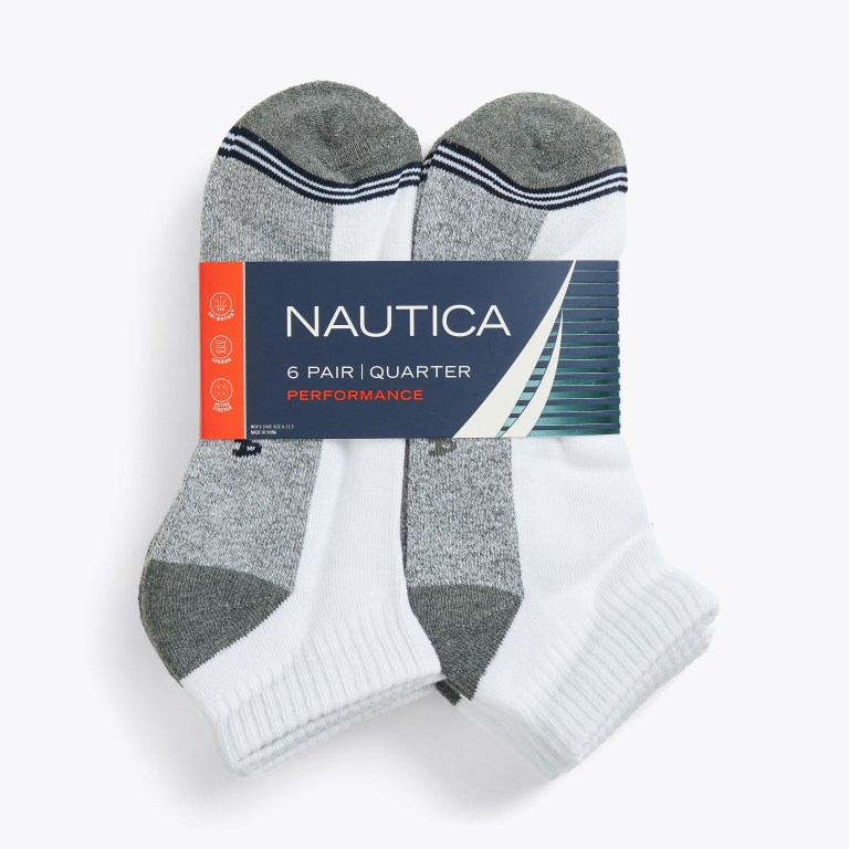 Nautica Atletische Logo Quarter , 6-pack Sokken Heren Gekleurd | R1cIY5Jt