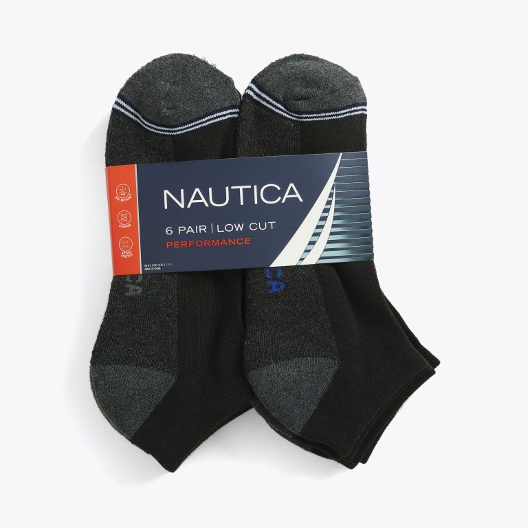 Nautica Atletische Low-cut , 6-pack Sokken Heren Zwart | oQg4N1gd