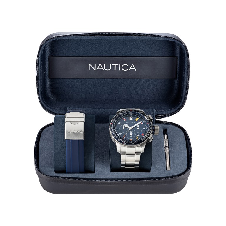 Nautica Bfc Stainless Steel And Siliconen Box Set Horloge Heren Gekleurd | 4aCYLX53