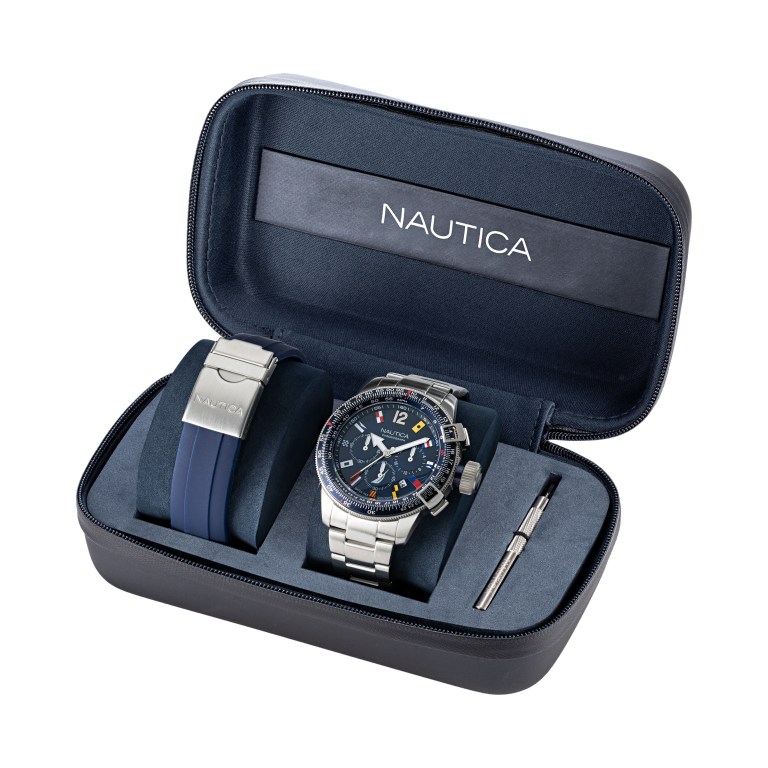 Nautica Bfc Stainless Steel And Siliconen Box Set Horloge Heren Gekleurd | 4aCYLX53