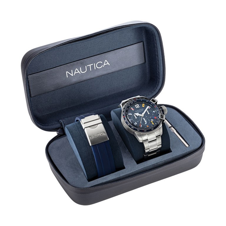 Nautica Bfc Stainless Steel And Siliconen Box Set Horloge Heren Gekleurd | 4aCYLX53