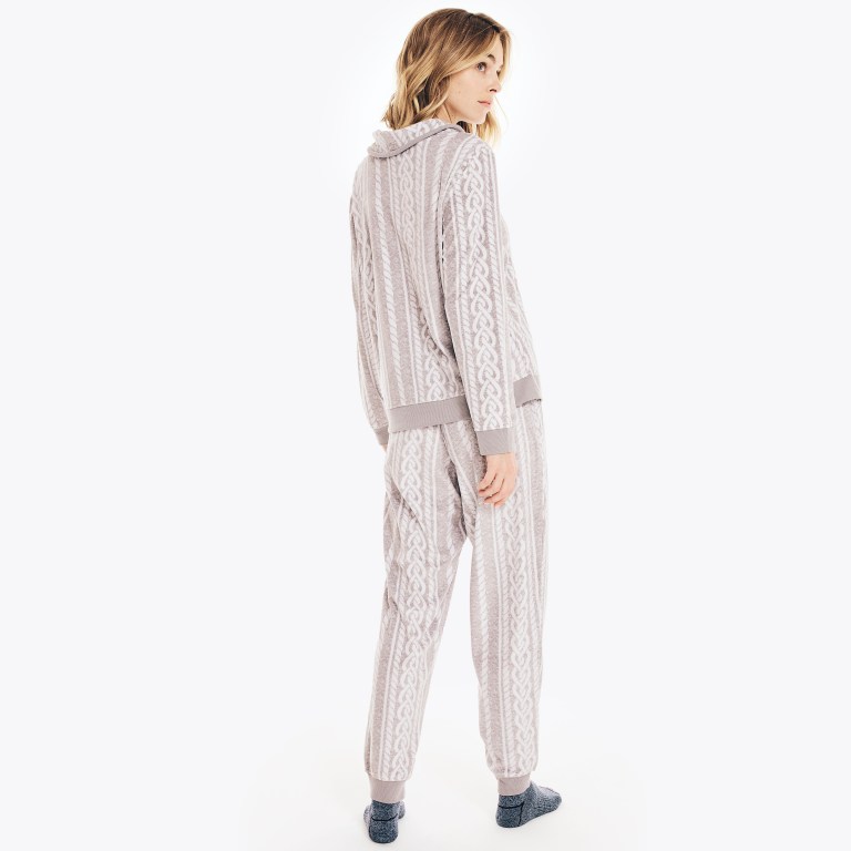 Nautica Cable-knit Pajama Set Sleepwear Dames Zwart | C8ii4NG5