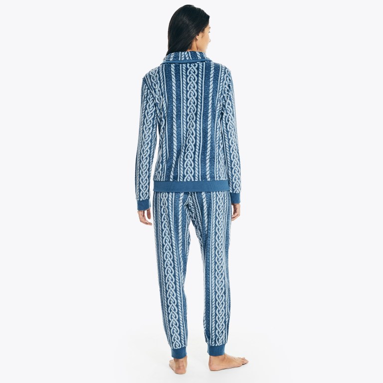 Nautica Cable-knit Pajama Set Sleepwear Dames Blauw Geel | KmoQoqKt