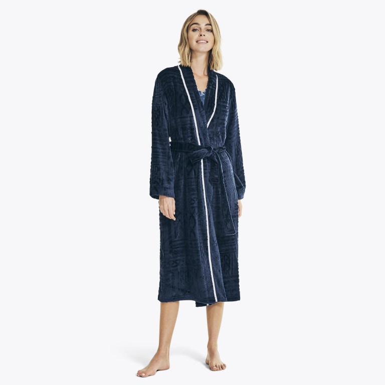 Nautica Cable-knit Robe Sleepwear Dames Blauw | 9Yi2nPRO