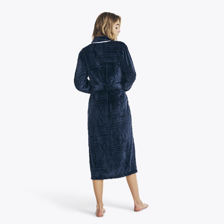 Nautica Cable-knit Robe Sleepwear Dames Blauw | 9Yi2nPRO