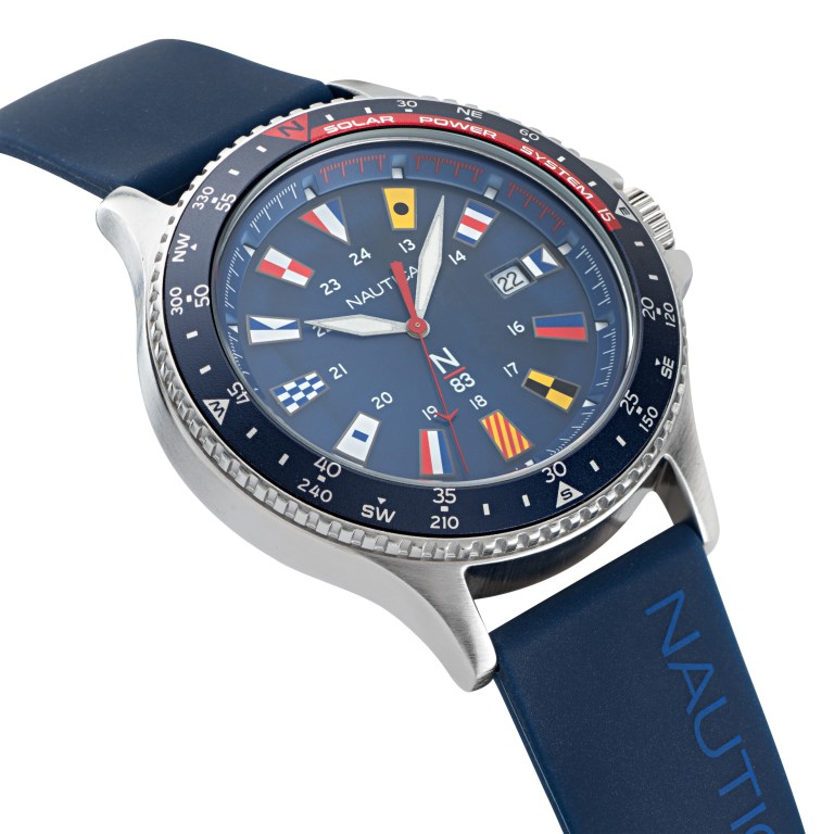 Nautica Cocoa Beach Solar-powered Siliconen 3-hand Horloge Heren Gekleurd | bqaTD4gc