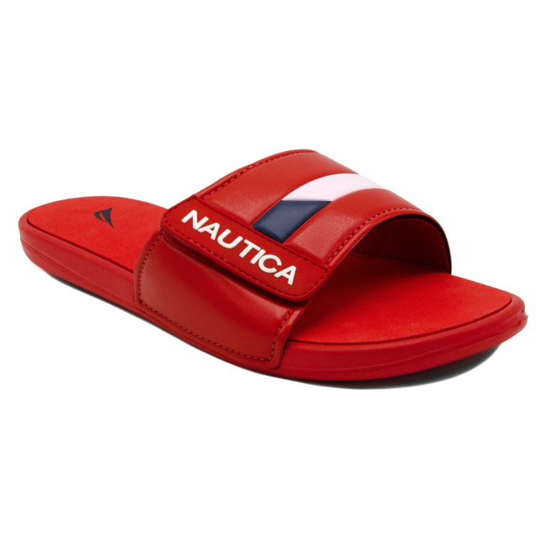 Nautica Colorblock Logo Badslippers Heren Rood | 8l4SFz57