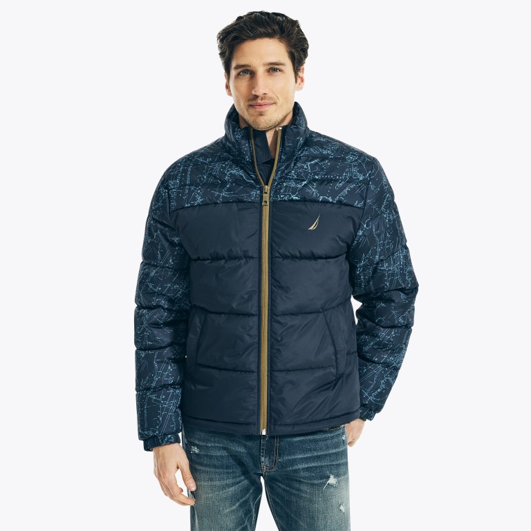 Nautica Colorblock Tempasphere Puffer Jassen Heren Donkerblauw | EQK6IJi3