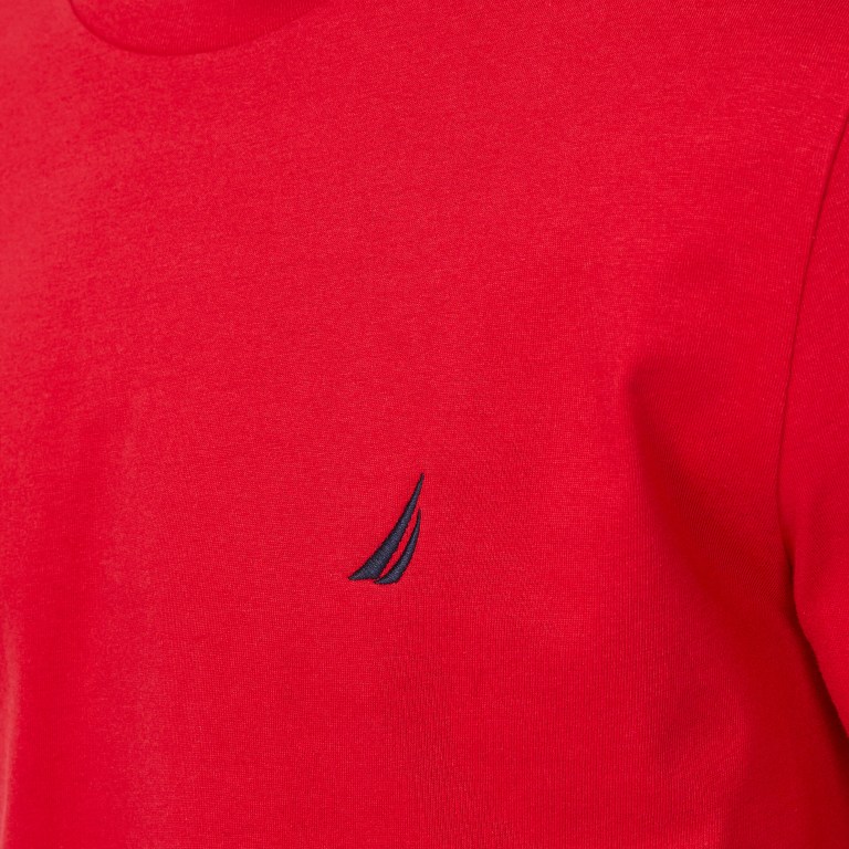 Nautica Crewneck Long-sleeve T-shirts Heren Rood | 3AXs7upw