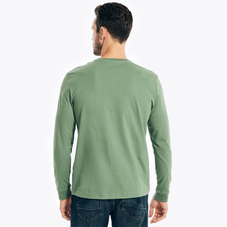 Nautica Crewneck Long-sleeve T-shirts Heren Groen | UsynrIPj