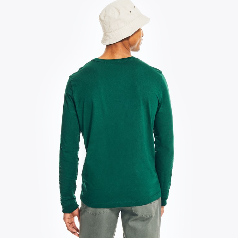 Nautica Crewneck Long-sleeve T-shirts Heren Groen | tlqgJw7b