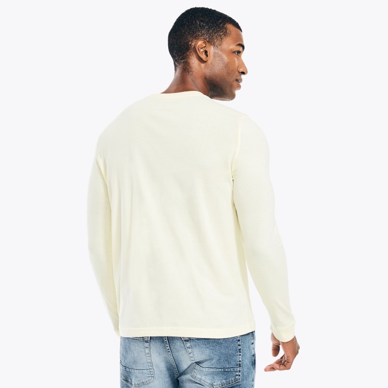 Nautica Crewneck Long-sleeve T-shirts Heren Lichtgeel | vpQ4yiNi