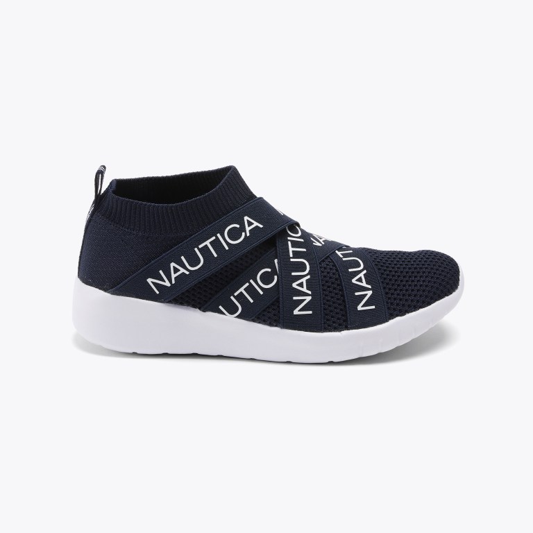 Nautica Crisscross Logo-strap Sneakers Dames Donkerblauw | lztV64Wl