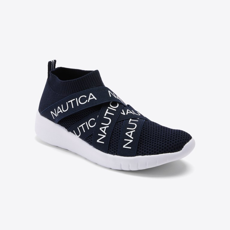 Nautica Crisscross Logo-strap Sneakers Dames Donkerblauw | lztV64Wl