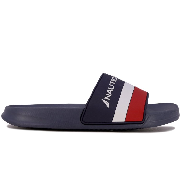 Nautica Embossed Striped Logo Badslippers Dames Donkerblauw | GsZcnQrQ