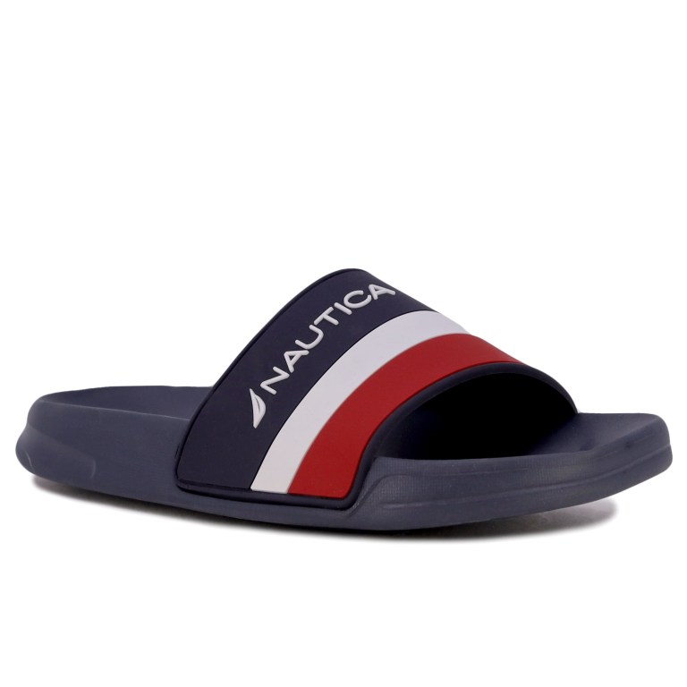 Nautica Embossed Striped Logo Badslippers Dames Donkerblauw | GsZcnQrQ