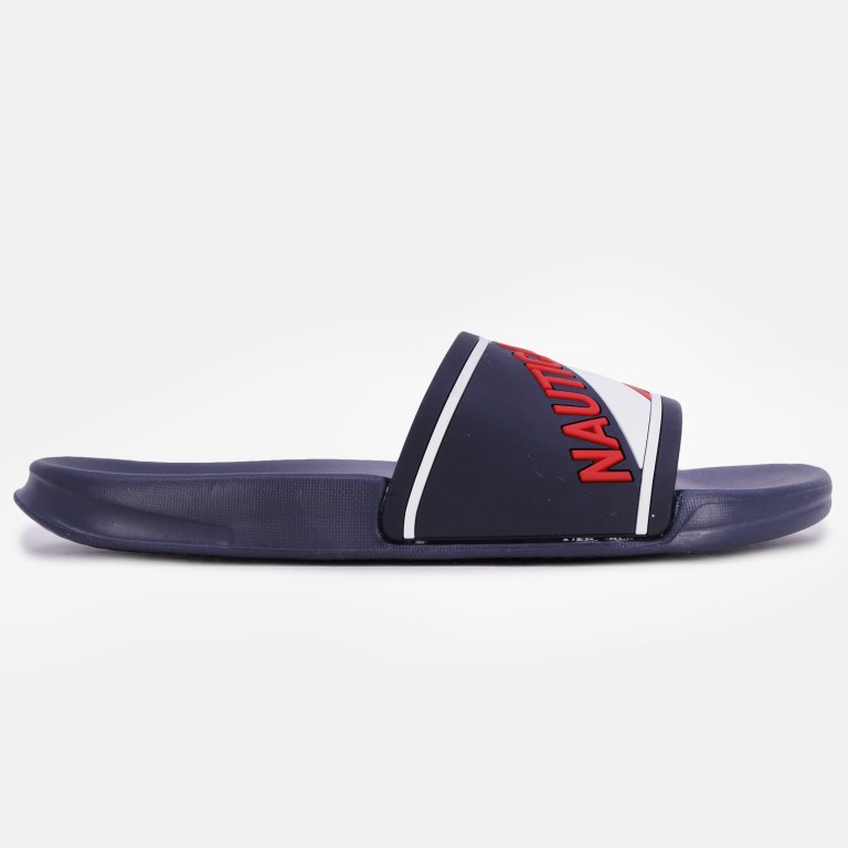 Nautica Embossed Striped Logo Badslippers Dames Donkerblauw | boYKZVk2