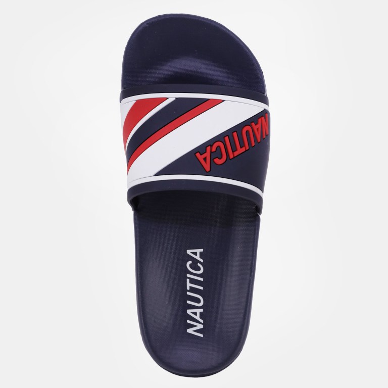 Nautica Embossed Striped Logo Badslippers Dames Donkerblauw | boYKZVk2