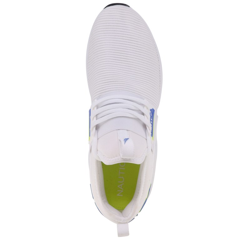 Nautica Embossed Striped Logo Mesh Sneakers Heren Wit Lichtturkoois | GDFR6Ti5