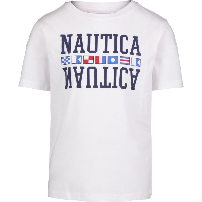 Nautica Flag Grafische (8-20) T-shirts Jongens Wit Lichtturkoois | aLVaNOvv