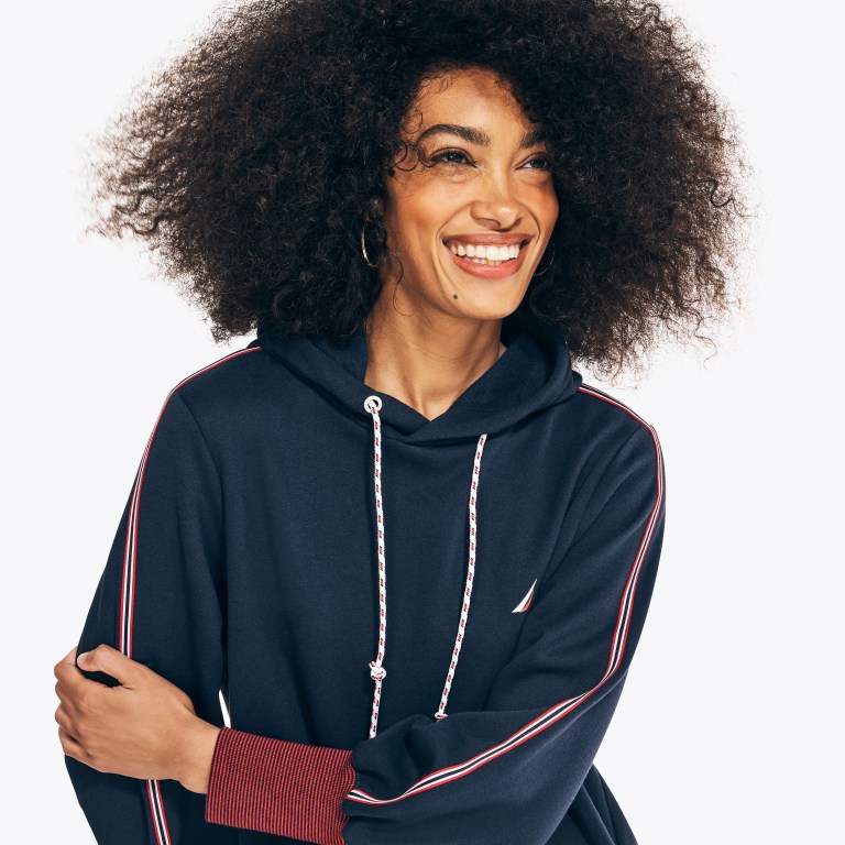 Nautica Fleece Hoodie Jurken Dames Blauw | 5Ajgz2nL