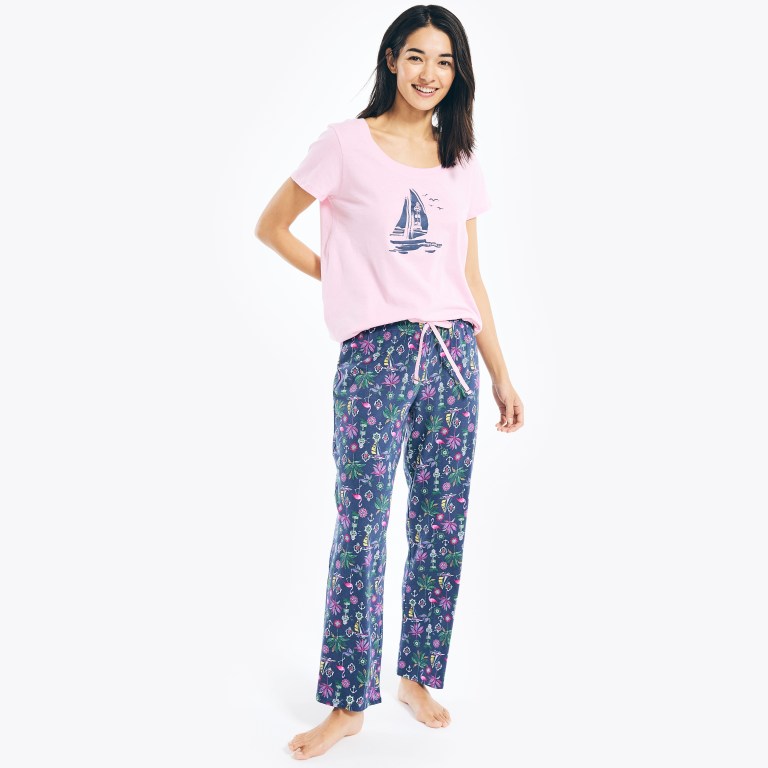 Nautica Floral Print Pajama Set Sleepwear Dames Donkerblauw | pTVRw29Y