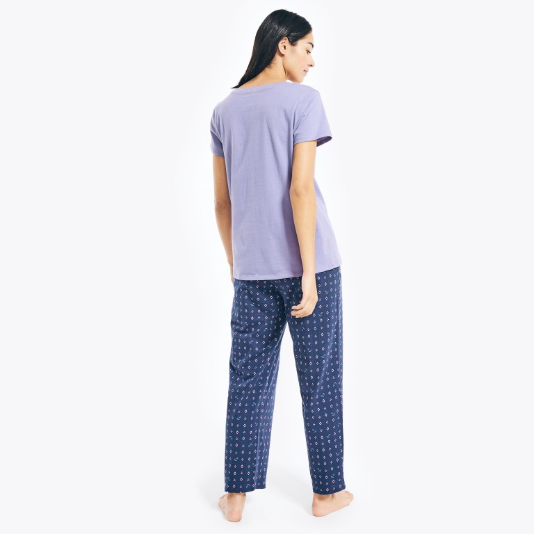 Nautica Floral Print Pajama Set Sleepwear Dames Indigo Blauw | sGIUEiWn