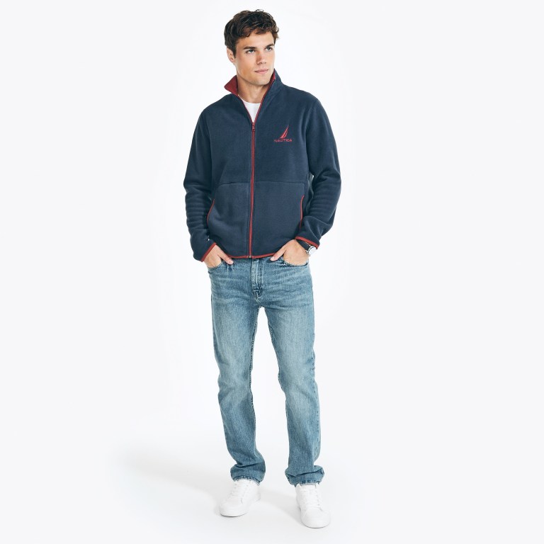 Nautica Full-zip Nautex Fleece Sweatshirts Heren Donkerblauw | YwEFlyzo