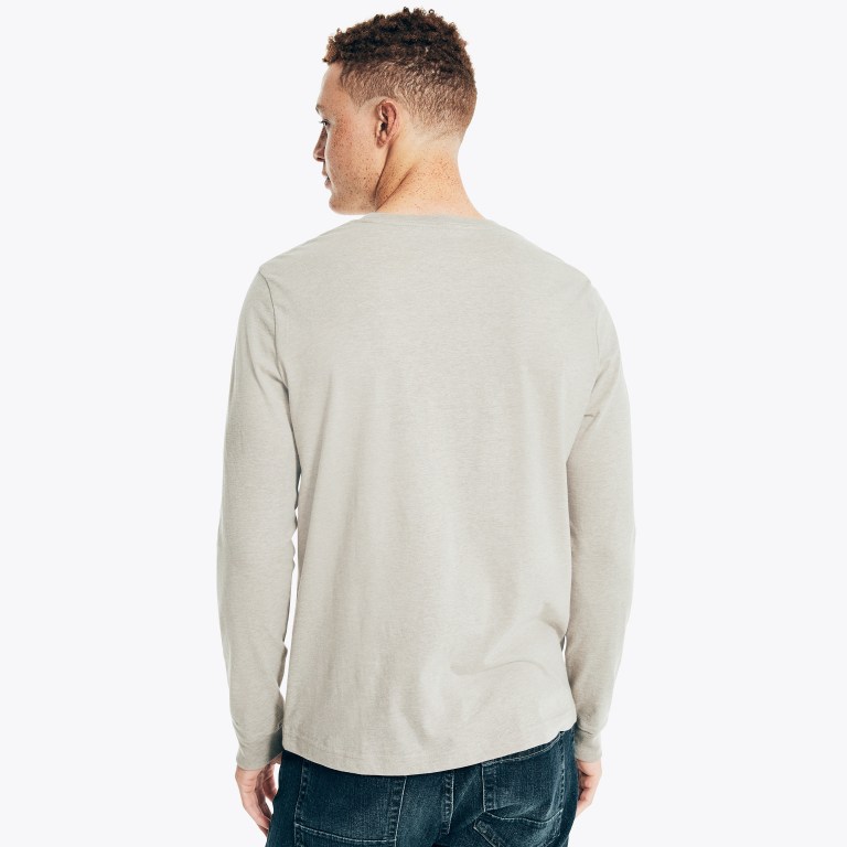 Nautica Heathered Crewneck Long-sleeve T-shirts Heren Grijs | tVxSVYmD