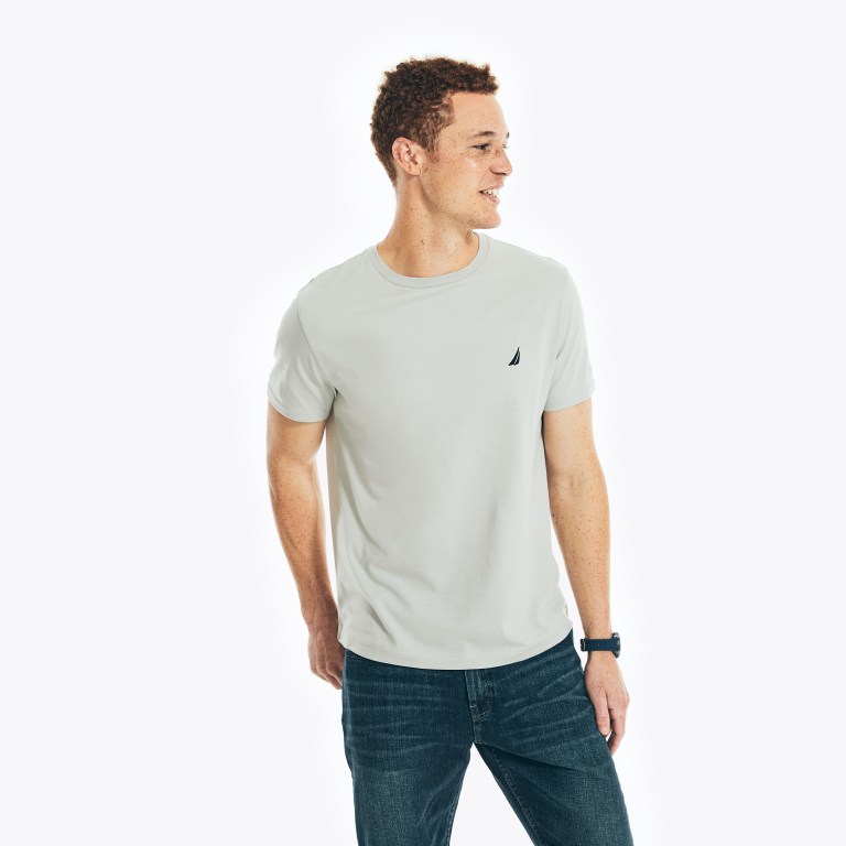 Nautica Heathered Crewneck T-shirts Heren Grijs | PJljnIOU