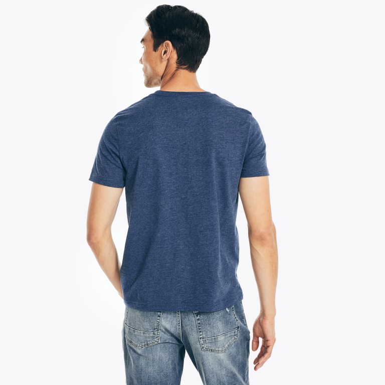 Nautica Heathered Crewneck T-shirts Heren Blauw | RM1TQYSL