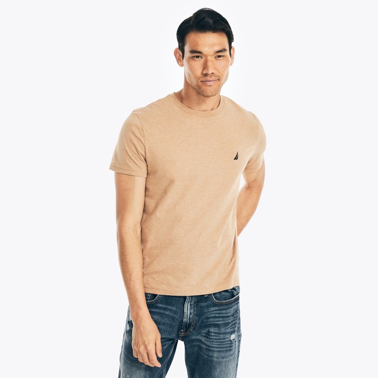 Nautica Heathered Crewneck T-shirts Heren Bruin | nKiqZHsM