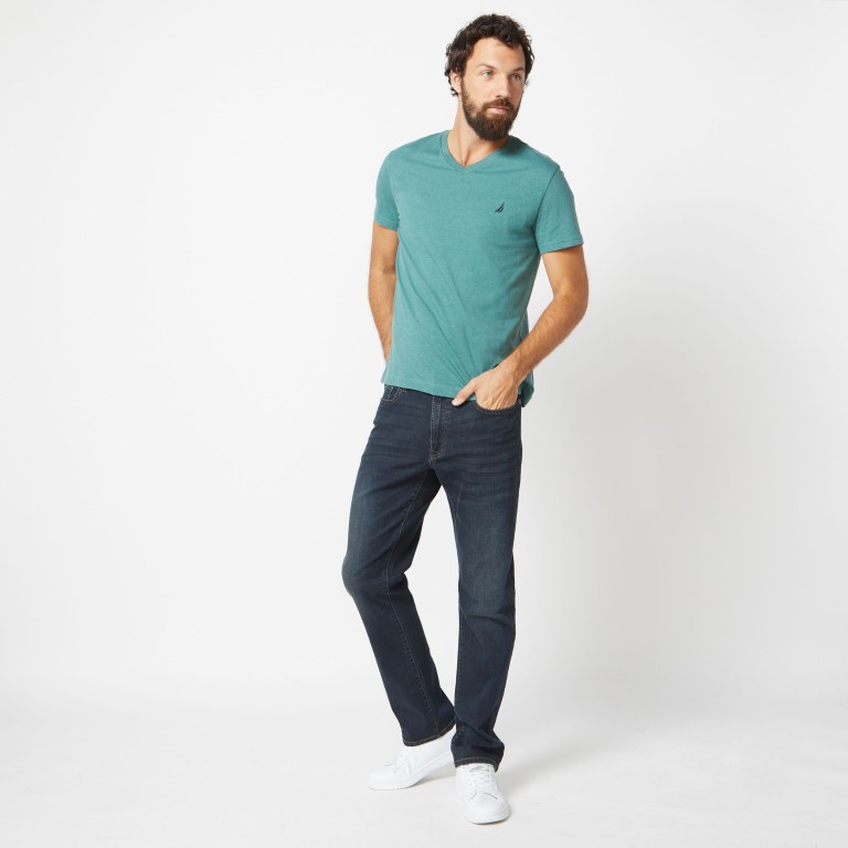 Nautica Heathered V-neck T-shirts Heren Grijs | Ae1wrlXJ