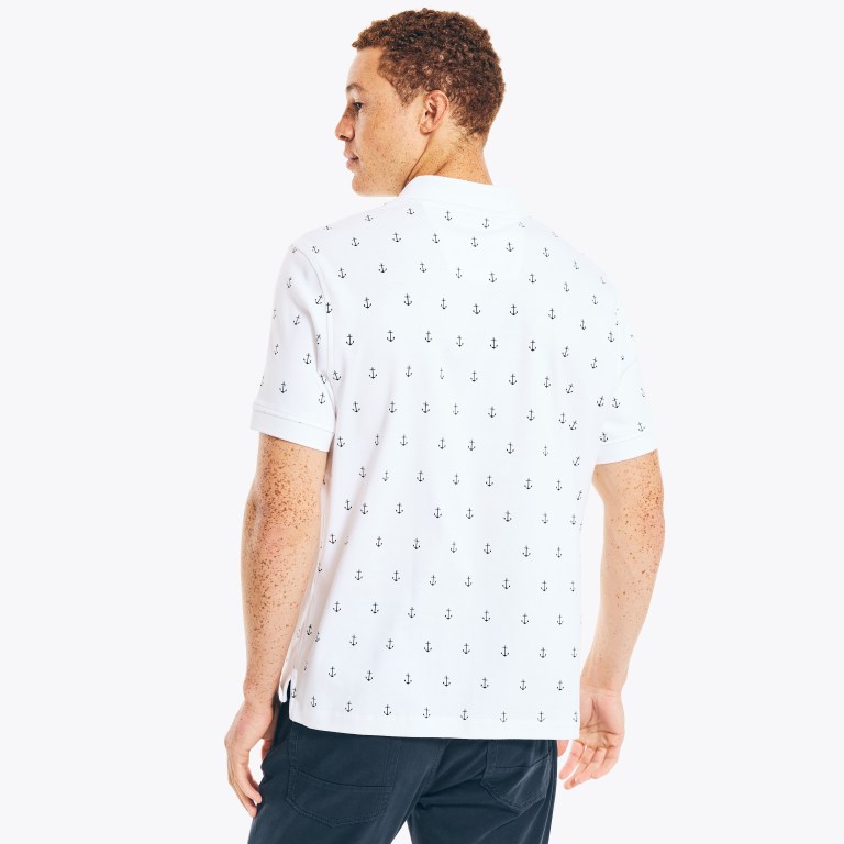 Nautica Klassieke Fit Anchor Print Poloshirt Heren Wit | 0o7N7BQQ