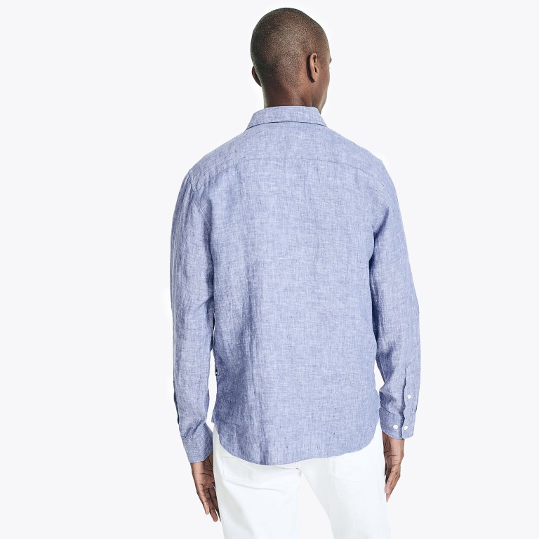 Nautica Klassieke Fit Linen Overhemd Heren Blauw | 6gzNj9wA