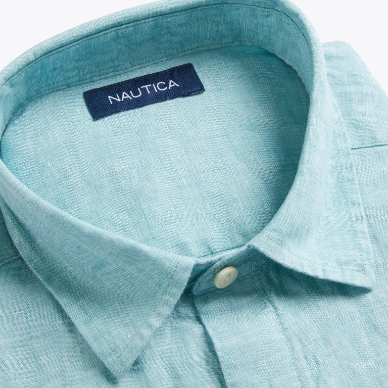 Nautica Klassieke Fit Linen Overhemd Heren Blauw | HFDR7RzY