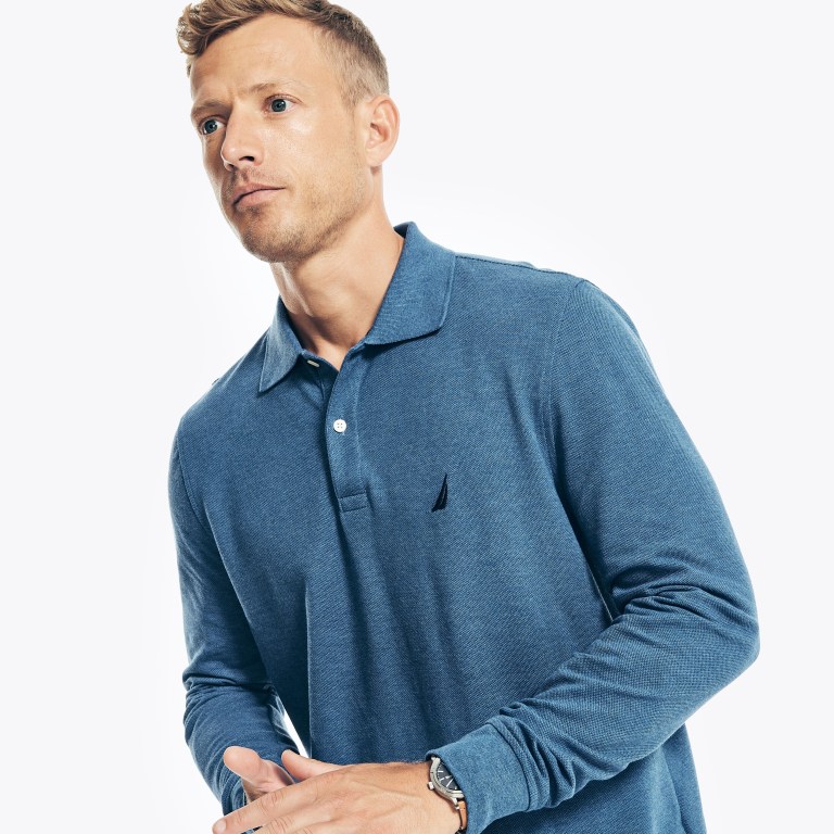 Nautica Klassieke Fit Long-sleeve Deck Poloshirt Heren Blauw | X8sVwVmM