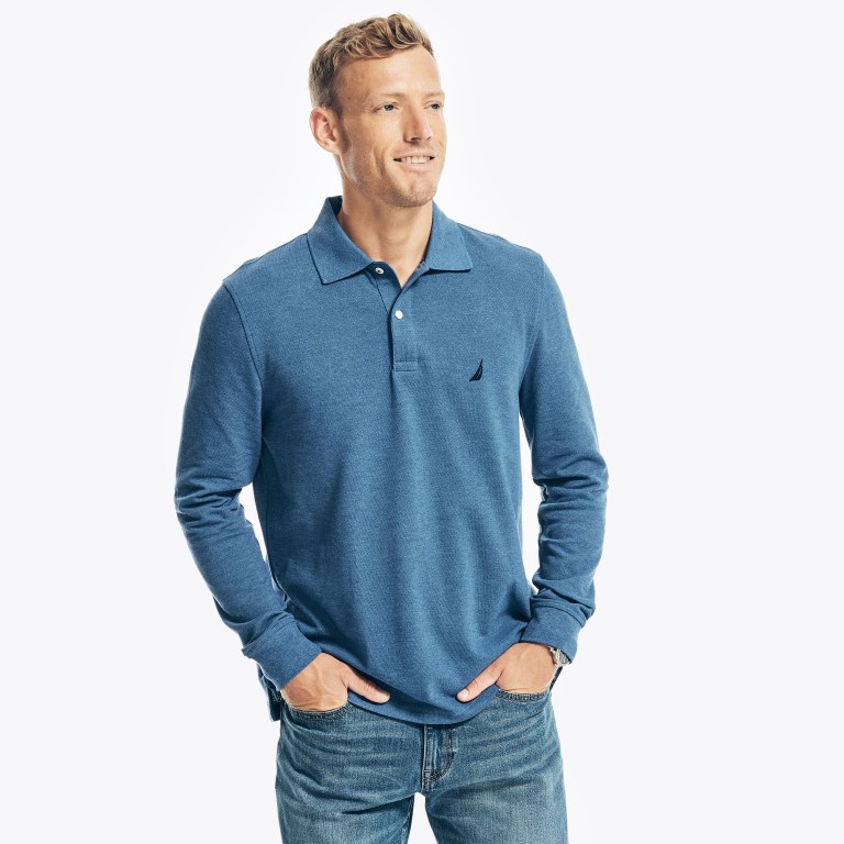 Nautica Klassieke Fit Long-sleeve Deck Poloshirt Heren Blauw | X8sVwVmM