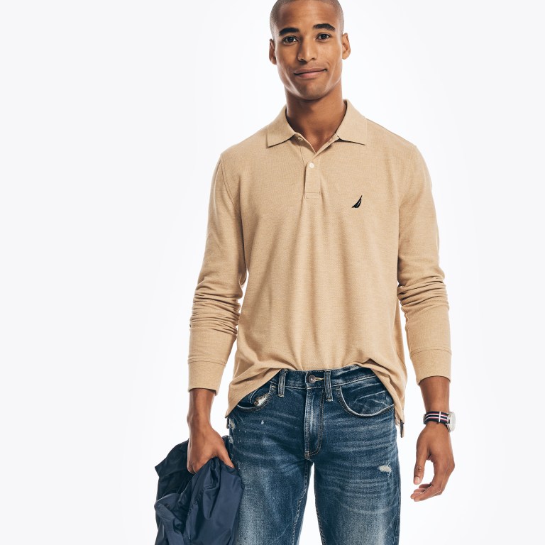 Nautica Klassieke Fit Long-sleeve Deck Poloshirt Heren Bruin | ksp5MYgI