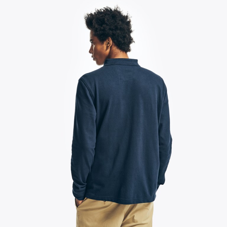 Nautica Klassieke Fit Long-sleeve Deck Poloshirt Heren Donkerblauw | nKBk8cSX