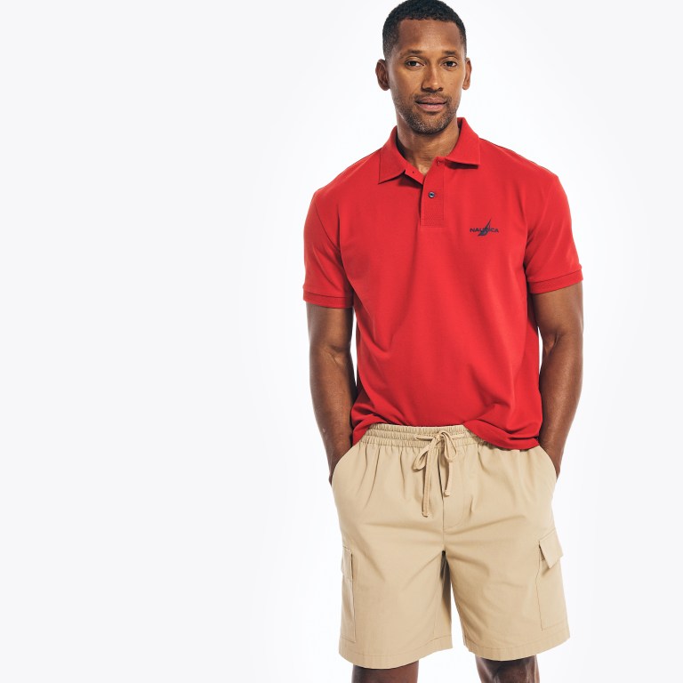 Nautica Klassieke Fit Mesh Ribbed Poloshirt Heren Rood | xrJ7l6xm