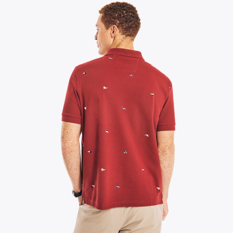 Nautica Klassieke Fit Printed Deck Poloshirt Heren Rood | oQL7b9WD