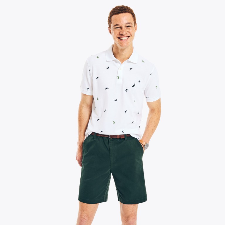 Nautica Klassieke Fit Printed Deck Poloshirt Heren Wit | ssaQ1V5L