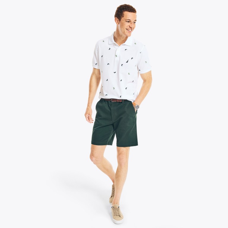 Nautica Klassieke Fit Printed Deck Poloshirt Heren Wit | ssaQ1V5L