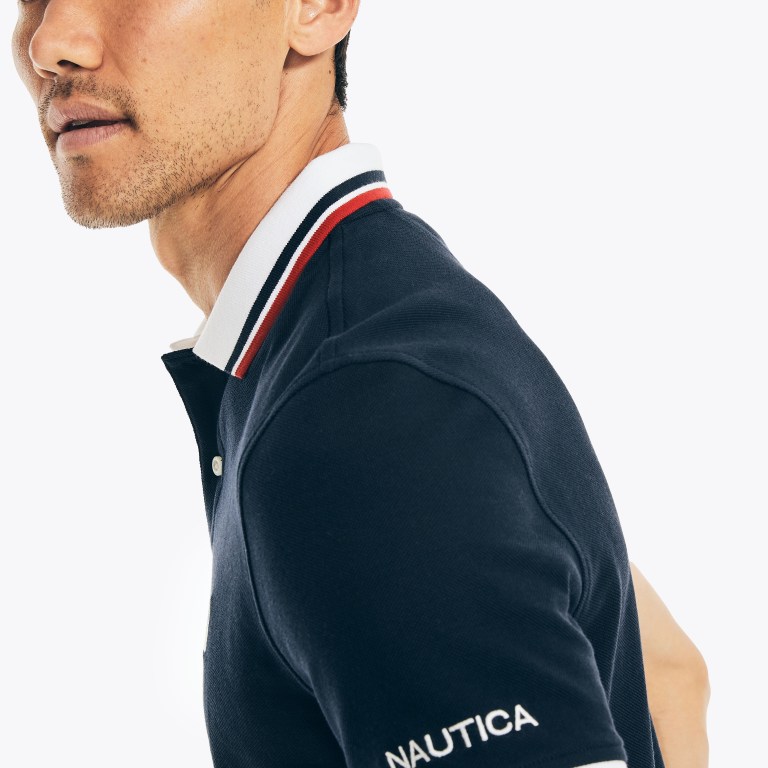 Nautica Klassieke Fit Solid Poloshirt Heren Donkerblauw | 3I4sGPcJ