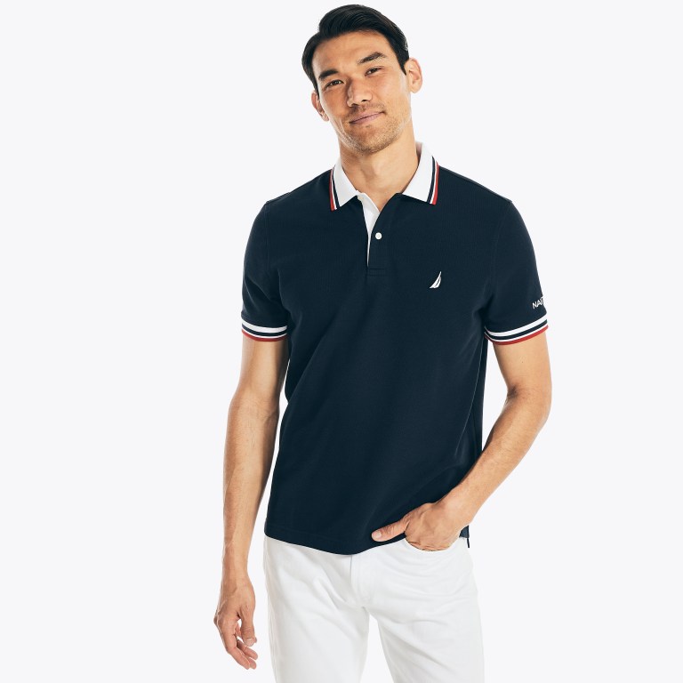 Nautica Klassieke Fit Solid Poloshirt Heren Donkerblauw | 3I4sGPcJ