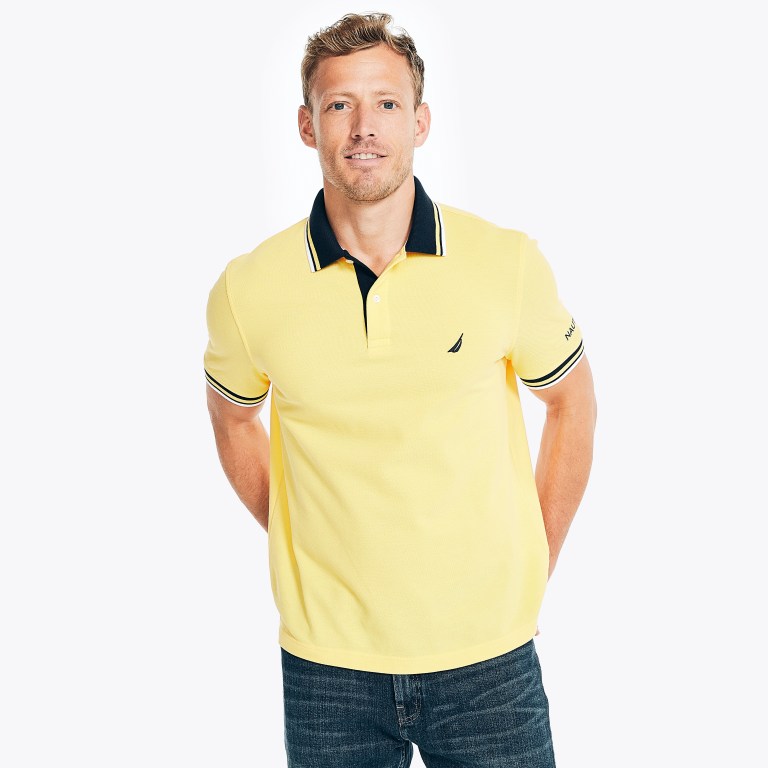 Nautica Klassieke Fit Solid Poloshirt Heren Lichtgeel | 3hu5sX56